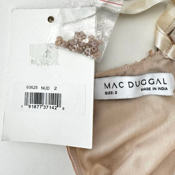 Mac Duggal Embellished Bodycon Mini Dress Nude Dusty Pink 2 NWT - Picture 11 of 12